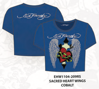 Ed Hardy Sacred Heart Wings Rhinestone Baby Tee