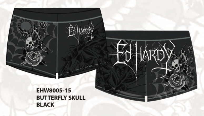 Ed Hardy Butterfly Skull Booty Biker Short