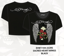 Ed Hardy Sacred Heart Wings Rhinestone Baby Tee