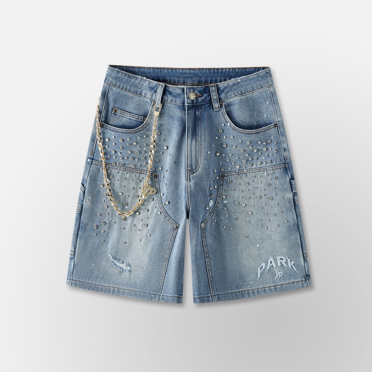 HYDE PARK Double Knee Work Shorts – Rugged Denim with Edgy Details