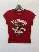 Ed Hardy Love Skull Rhinestone Cap Sleeve Tee