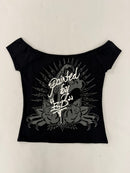Ed Hardy Leopard Panther Off Shoulder Top
