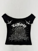Ed Hardy Leopard Panther Off Shoulder Top