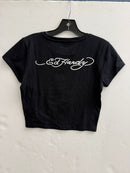 Ed Hardy Sacred Heart Wings Rhinestone Baby Tee