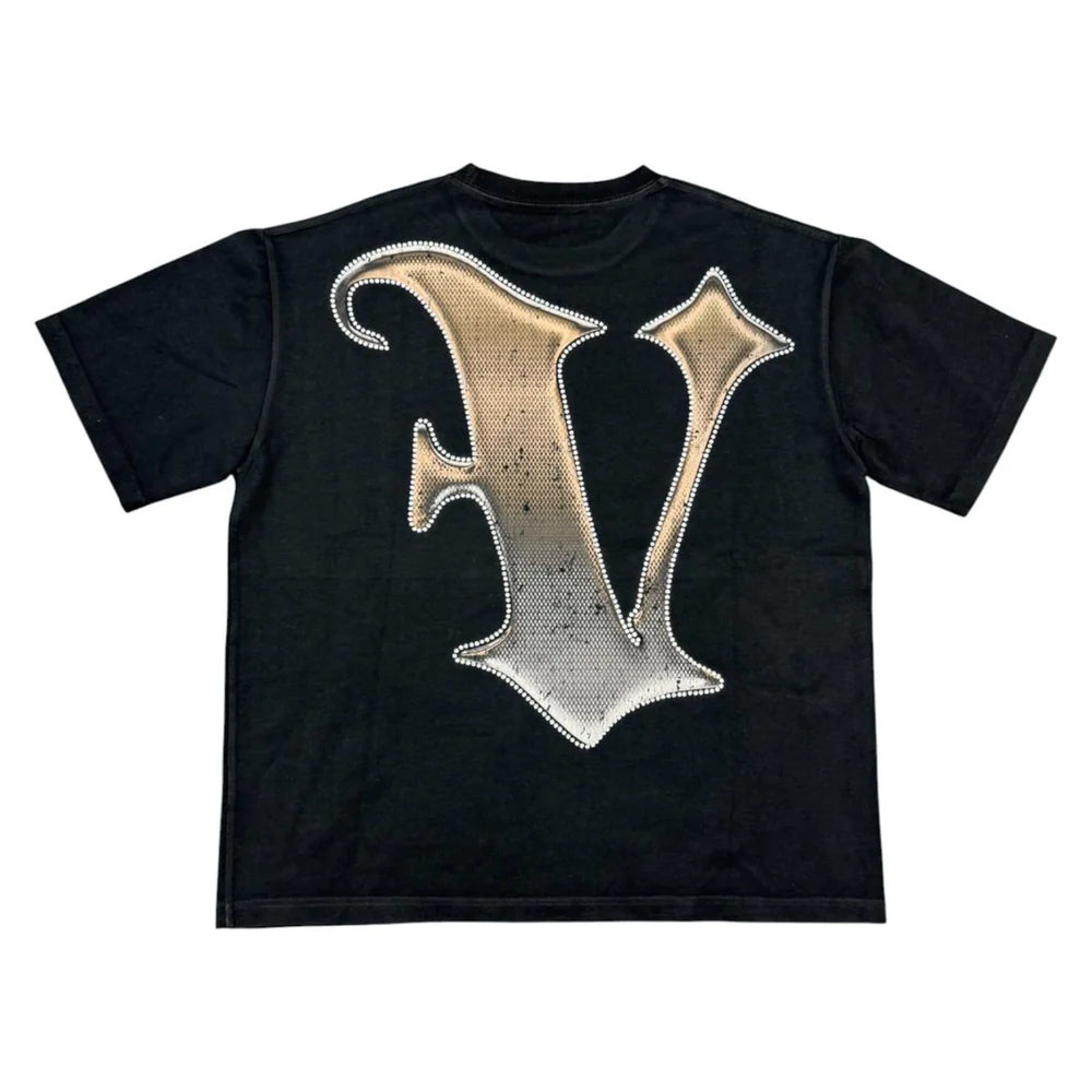 Vtilited “Deserted” Skull Graphic T-Shirt – Rhinestone Statement Tee