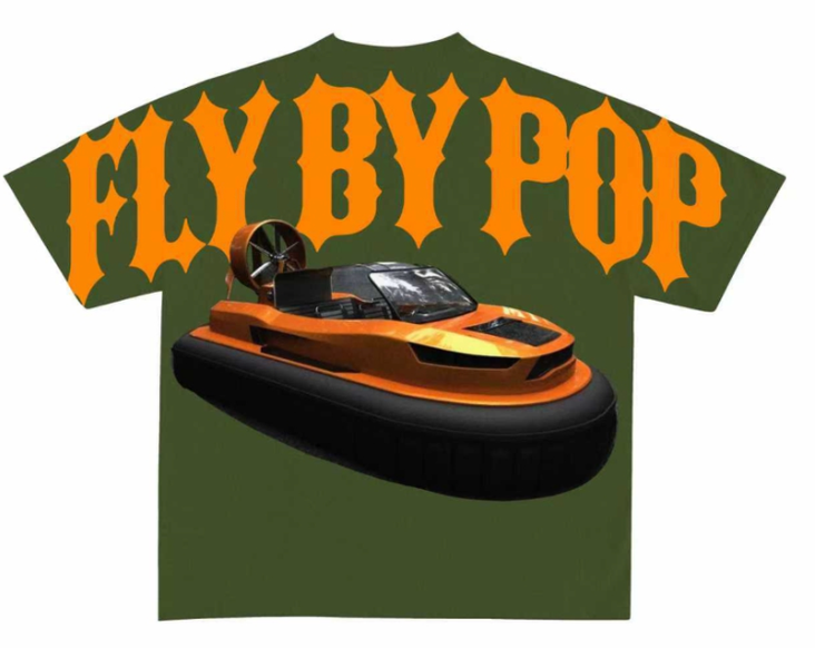 Fly By Popularity Hovercraft T-Shirt – Futuristic Streetwear with Bold Graphic Design
