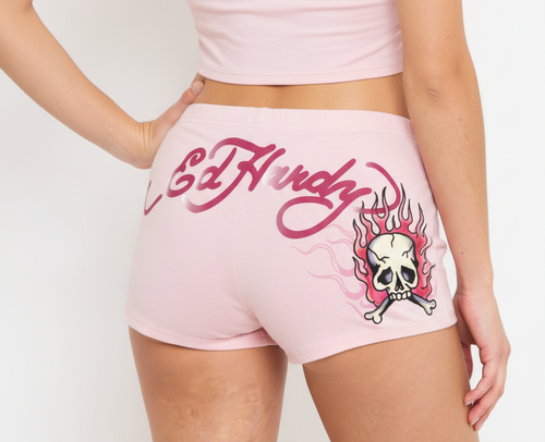 Ed Hardy Pink Flame Booty Biker Short
