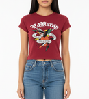 Ed Hardy Love Skull Rhinestone Cap Sleeve Tee