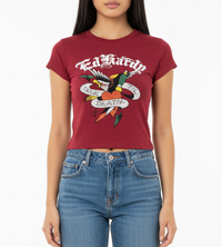 Ed Hardy Love Skull Rhinestone Cap Sleeve Tee