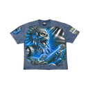 Stray Acid Washed Digital Print Metal Stud Trim T-Shirt – Navy