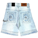 Elite Premium Denim – Flint Embellished Denim Shorts Ice Wash