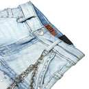 Elite Premium Denim – Flint Embellished Denim Shorts Ice Wash