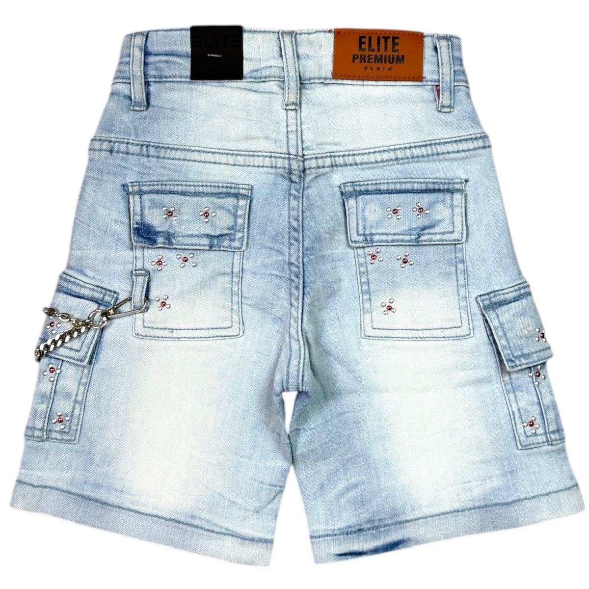 Elite Premium Denim – Winners Embellished Denim Shorts Ice Wash