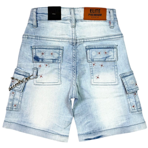 Elite Premium Denim – Winners Embellished Denim Shorts Ice Wash