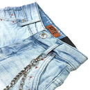 Elite Premium Denim – Winners Embellished Denim Shorts Ice Wash