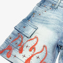Elite Premium Denim – Winners Embellished Denim Shorts Ice Wash