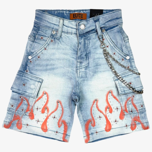 Elite Premium Denim – Winners Embellished Denim Shorts Ice Wash