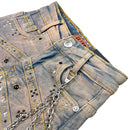 Elite Premium Denim – Pyramids Embellished Denim Shorts Vintage Wash