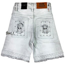 Elite Premium Denim Flint Embellished Denim Shorts – Grey Wash