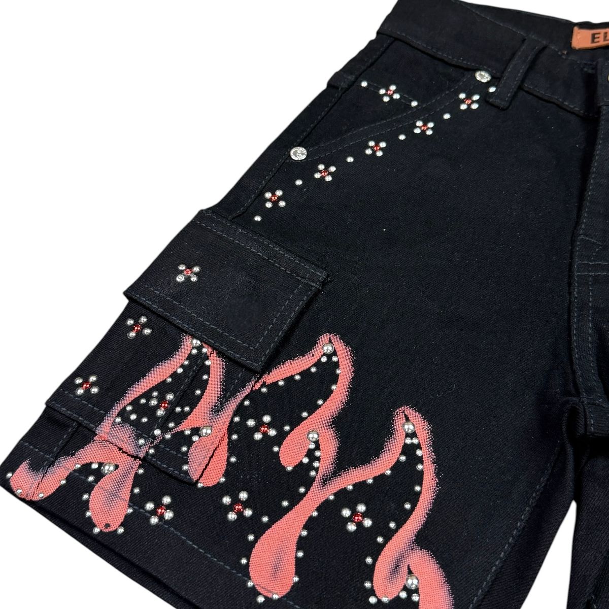Elite Premium Denim Winners Embellished Denim Shorts – Jet Black