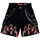 Elite Premium Denim Winners Embellished Denim Shorts – Jet Black