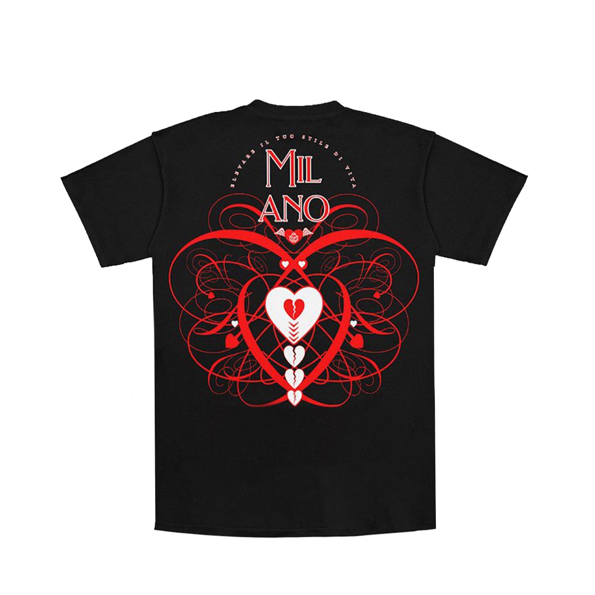 PREMIUM MILANO Melted Heart Crew Neck T-Shirt Black