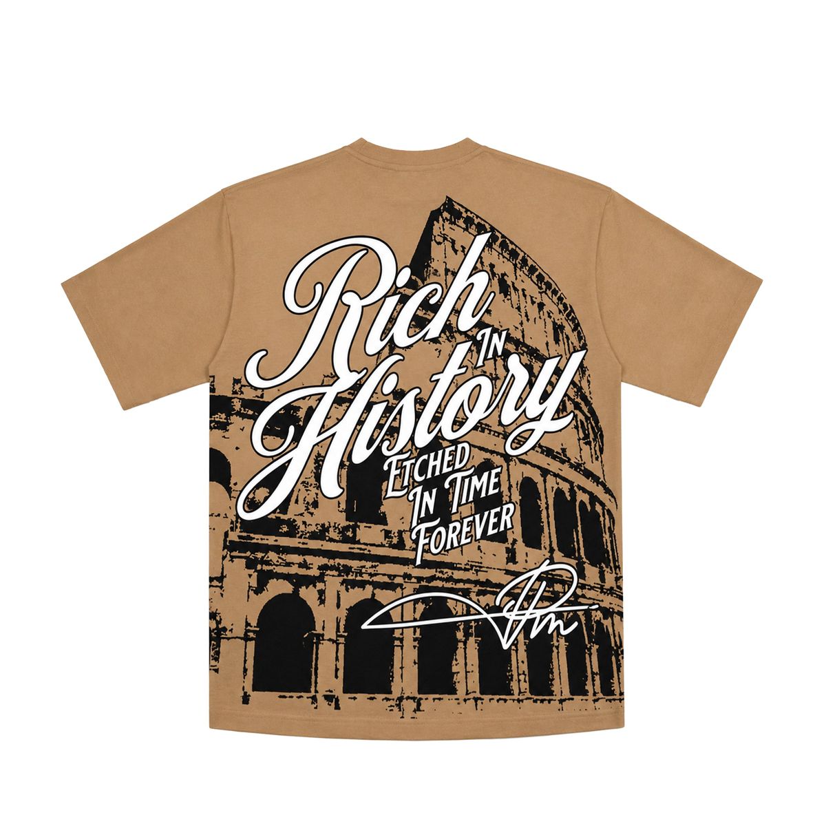 PREMIUM MILANO Rich In History Crew Neck T-Shirt Khaki