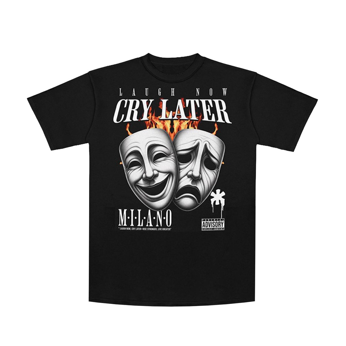 PREMIUM MILANO Laugh Now Cry Later Crew Neck T-Shirt Black