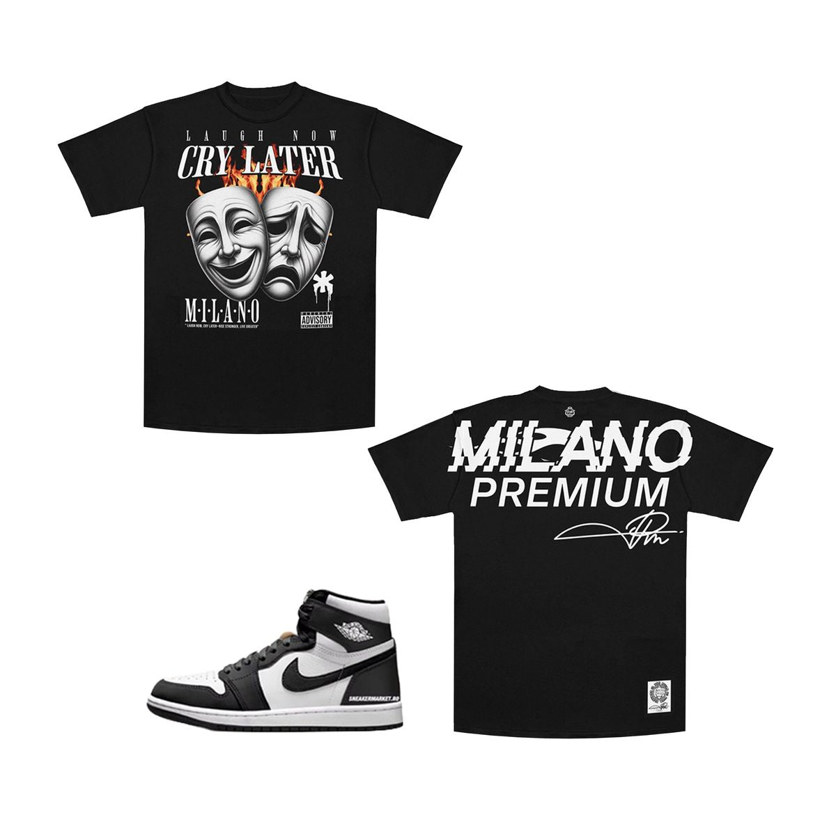 PREMIUM MILANO Laugh Now Cry Later Crew Neck T-Shirt Black
