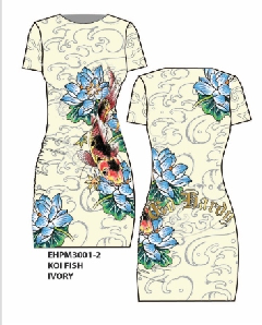 Ed Hardy Tattoo Collage Mesh Dress