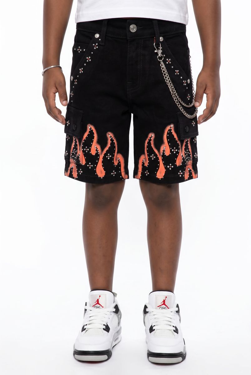 Elite Premium Denim Winners Embellished Denim Shorts – Jet Black