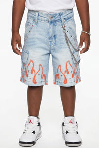 Elite Premium Denim – Winners Embellished Denim Shorts Ice Wash