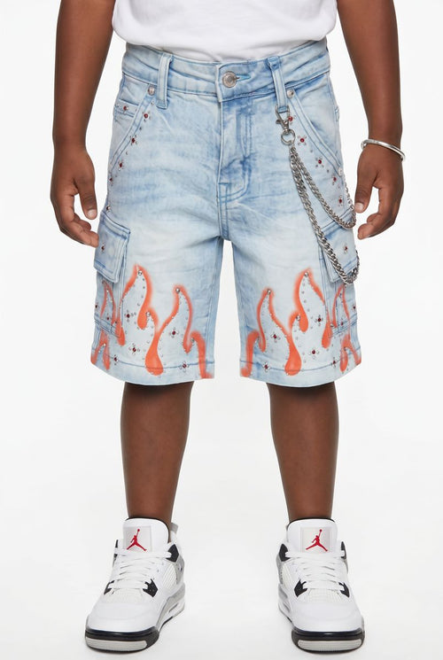 Elite Premium Denim – Winners Embellished Denim Shorts Ice Wash