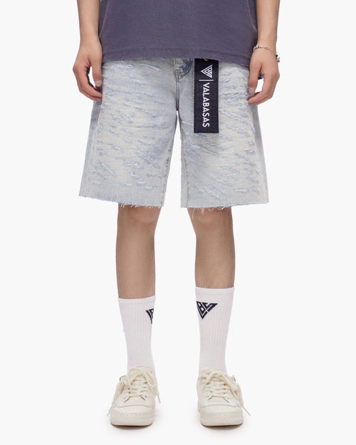Valabasas Scrape Shorts Light Blue Wash