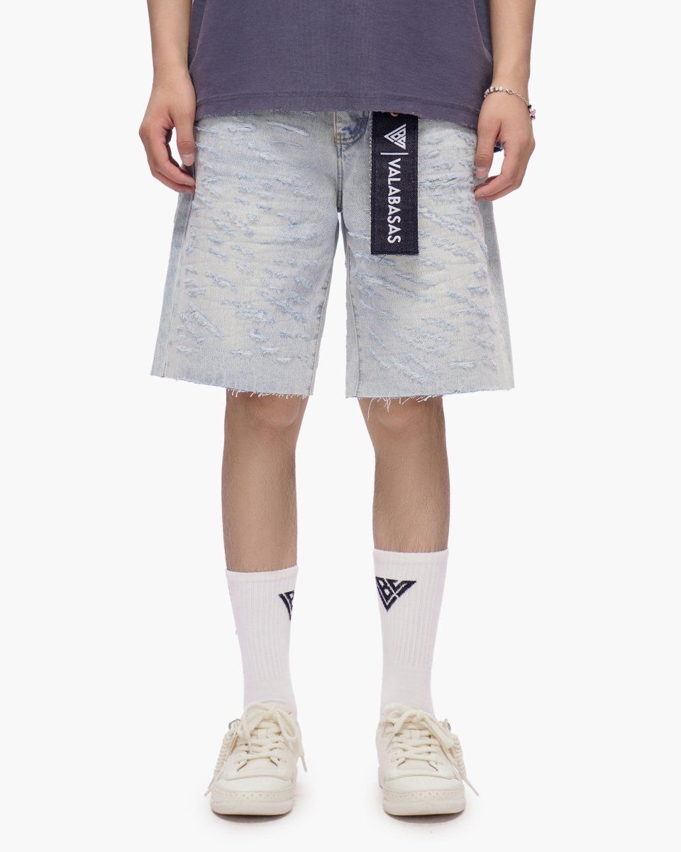 Valabasas Scrape Shorts Light Blue Wash