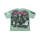 Stray Acid Washed Digital Print Metal Stud Trim T-Shirt – Moss