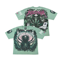 Stray Acid Washed Digital Print Metal Stud Trim T-Shirt – Moss