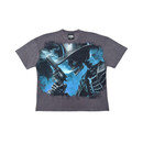 Stray Acid Washed Digital Print Metal Stud Trim T-Shirt – Charcoal