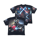 Stray Acid Washed Digital Print Metal Stud Trim T-Shirt – Black