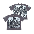 Stray Acid Washed Digital Print Metal Stud Trim T-Shirt – Charcoal
