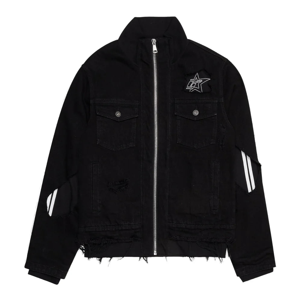 6th Nbrhd Stripes Jacket – Distressed Denim Street Jacket