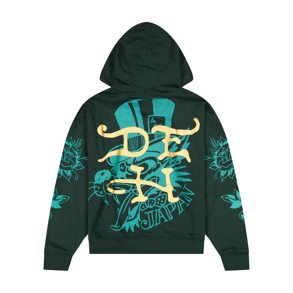 ED HARDY FIRE PANTHER RHINESTONE BOXY FLEECE HOODIE