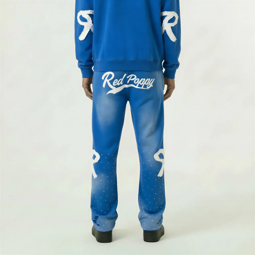 Red Poppy Logo Graphic Sweatpants – Blue Fade Streetwear Fit