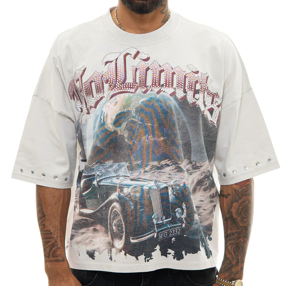 Stray “No Limits Only Goals” Rhinestone Graphic T-Shirt – Premium Statement Tee