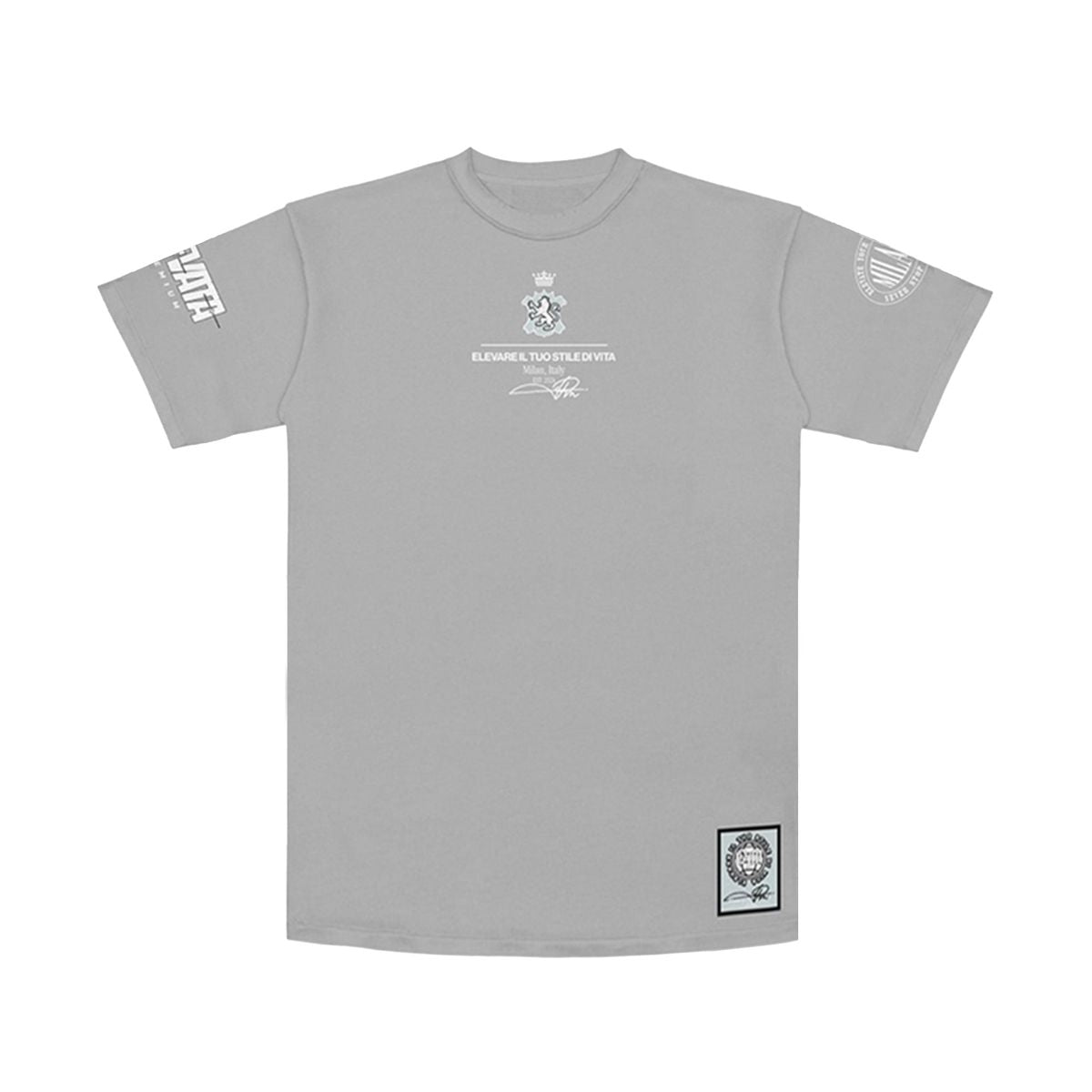PREMIUM MILANO Royal Bloodline Crew Neck T-Shirt Gray