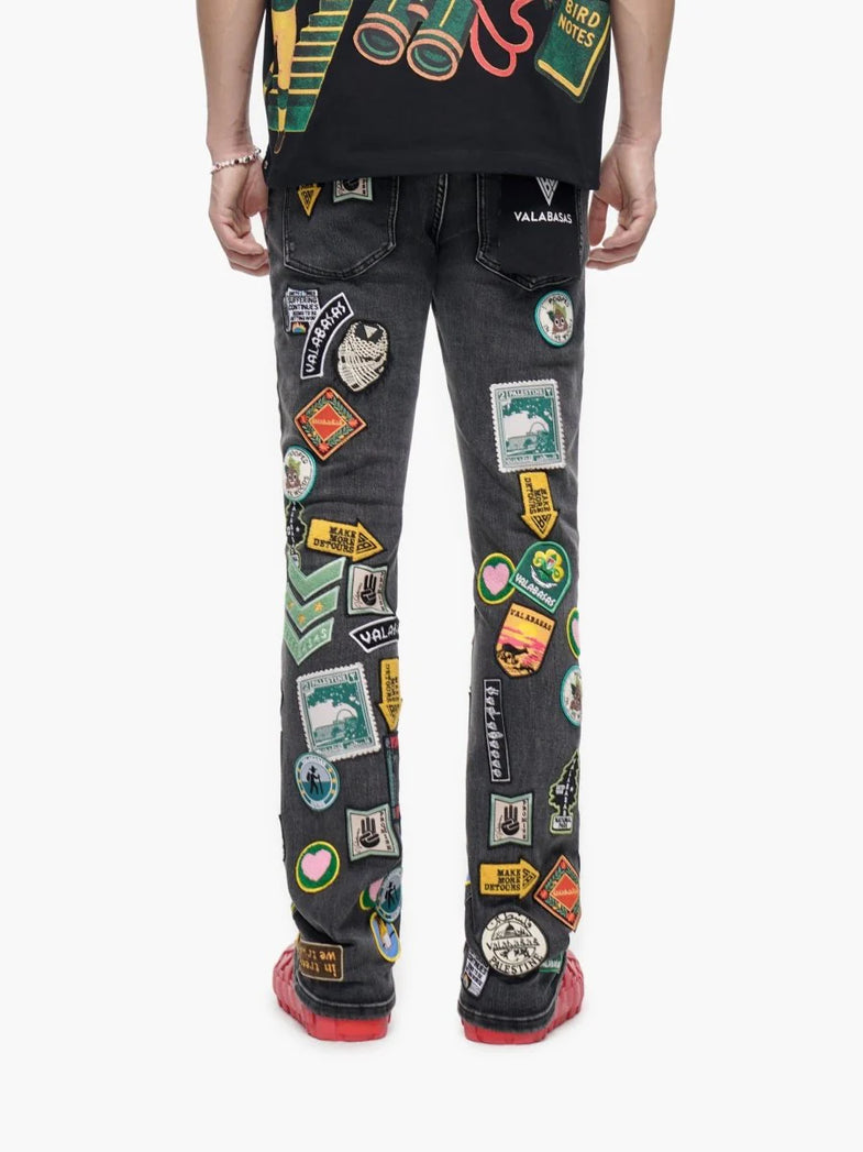 VALABASAS Axis Stacked Black Grey Jean