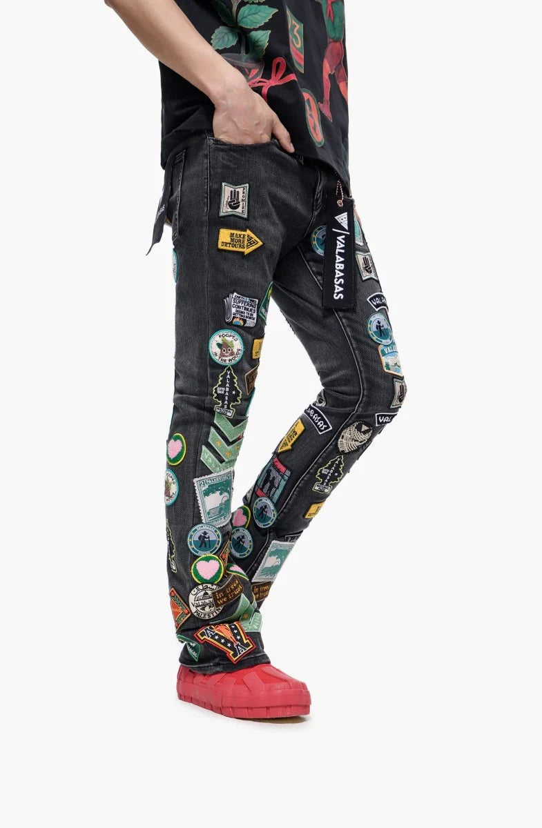VALABASAS Axis Stacked Black Grey Jean