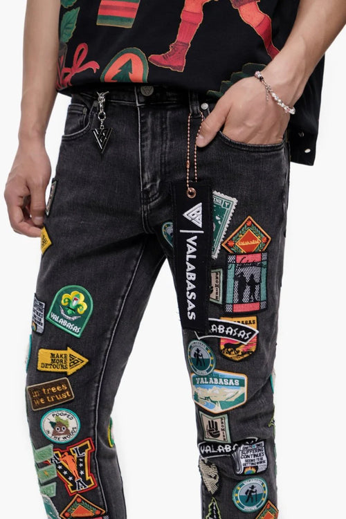 VALABASAS Axis Stacked Black Grey Jean