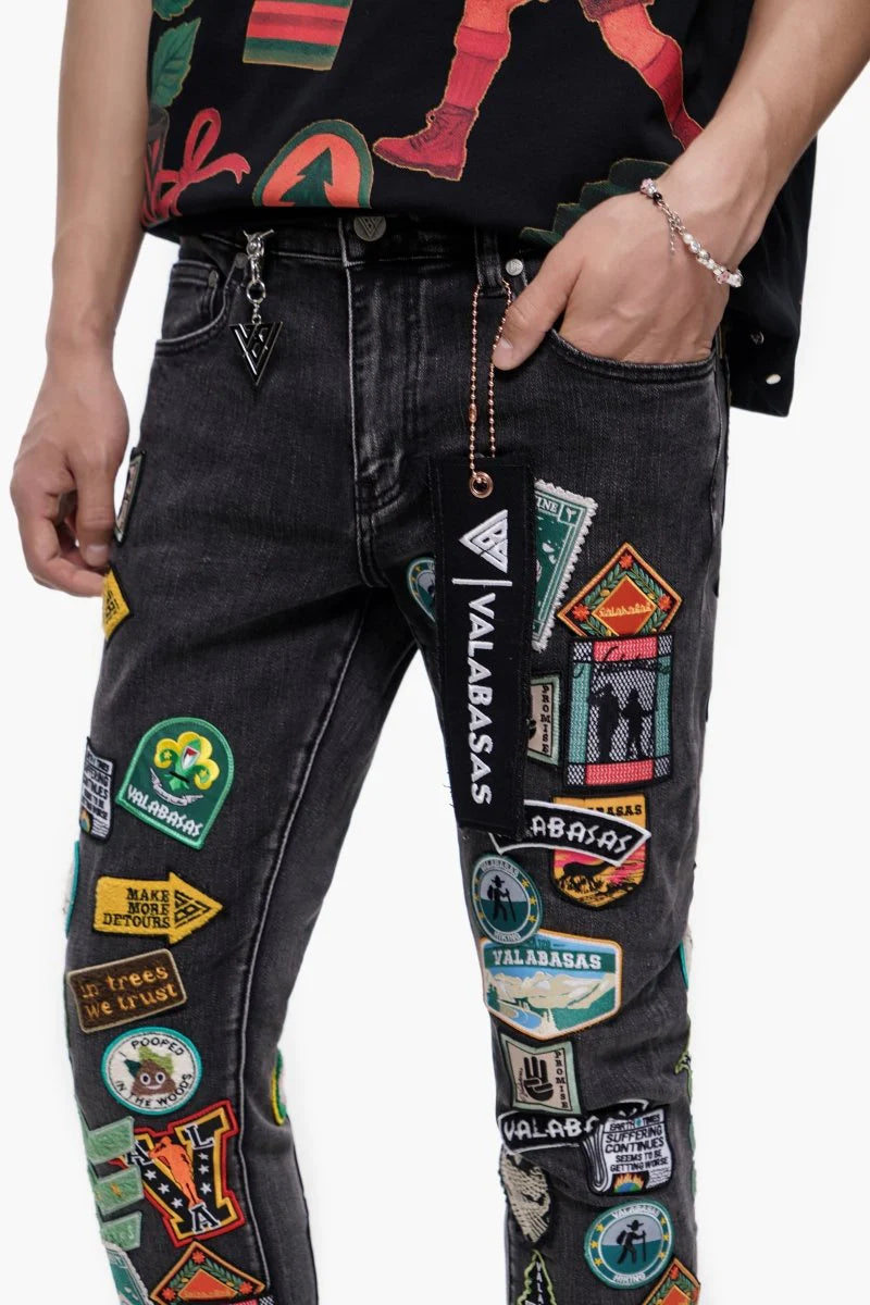 VALABASAS Axis Stacked Black Grey Jean