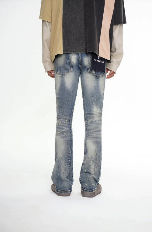 VALABASAS Bald Stacked Flare Jeans – Vintage Blue
